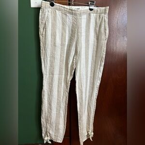 Ellen Tracy- Ladies Pants- White and Beige Striped-Size-S
